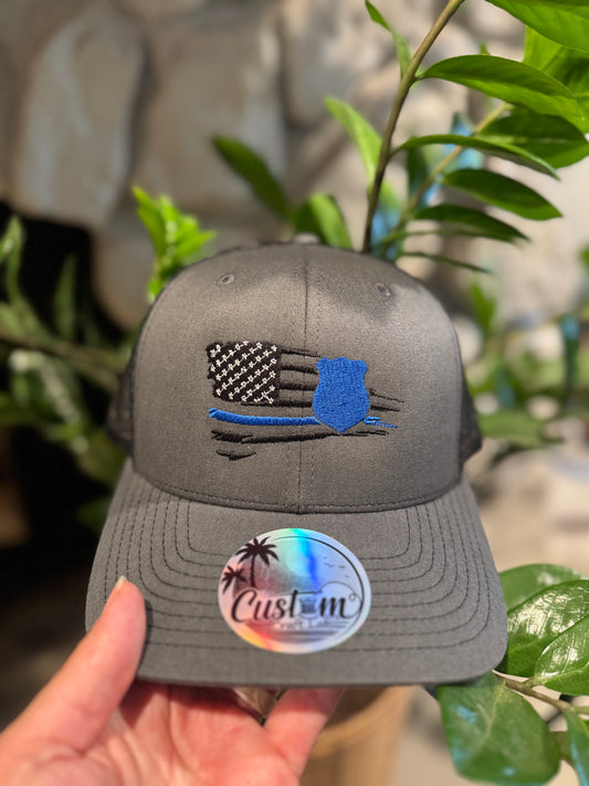 Thin Blue Line Embroidered Hat