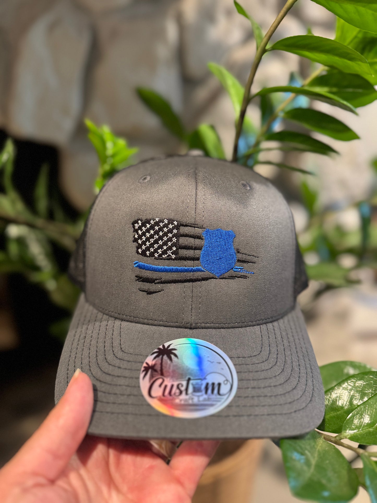 Thin Blue Line Embroidered Hat