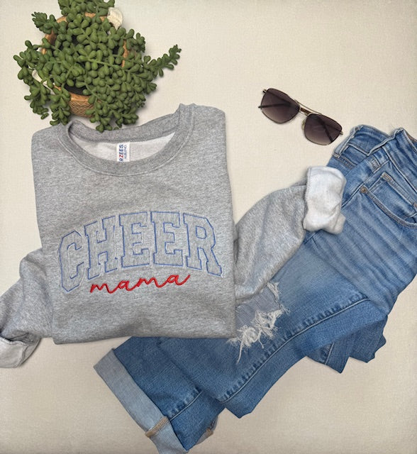 Custom Raw Edge Cheer Mama Sweatshirt- Any Team Color